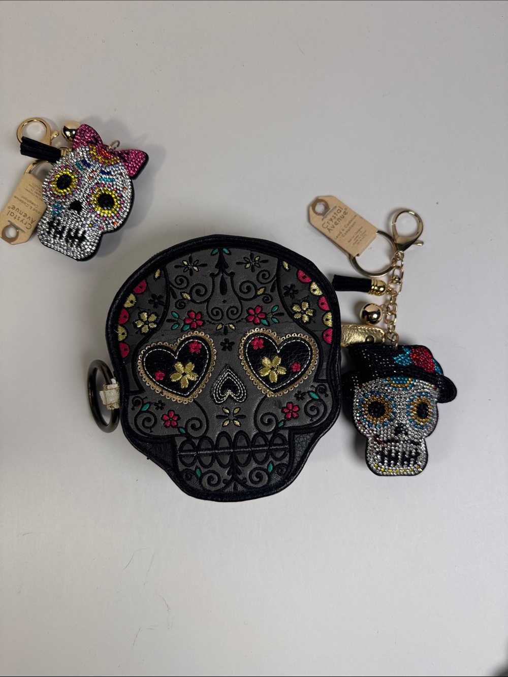 Loungefly Sugar Skull Day of the Dead Purse charm bag w/keychain